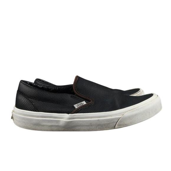 Vans Shoes Womens 8.5 Sneaker Classic Slip On Perforated Leather Black Skate Low - Picture 1 of 11